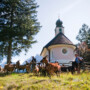 Ein wunderbares Plätzchen bei der Kapelle Maria Königin am Lautersee: saftige Kräuter für die Ziegen und ein Schattenplatz für die Hirten.